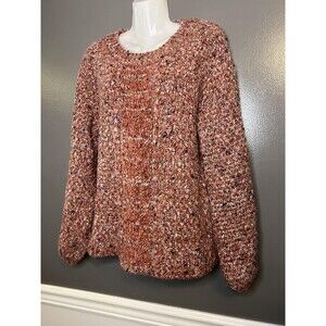 Joseph A Sweater Womens Small Rust Multicolor Chunky Knit Pullover Cozy NWT